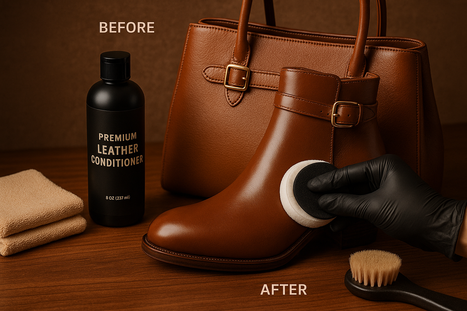 Conditioning glossy leather without making it greasy